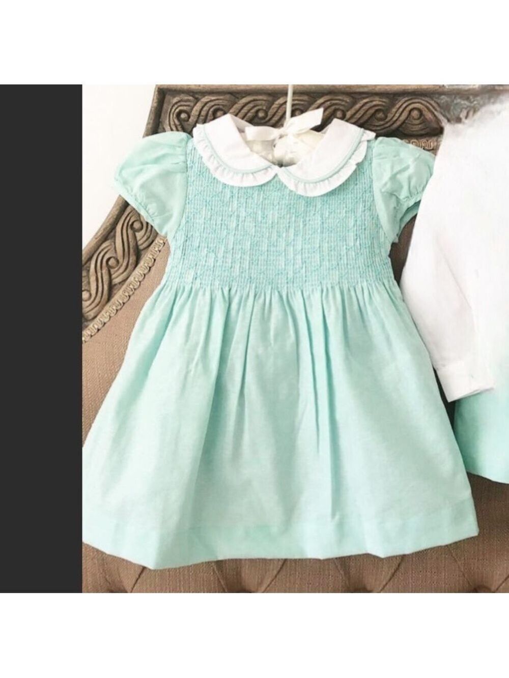 Spanish smocked mint dress
